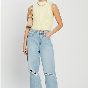 Fluffy yellow crop top sweater